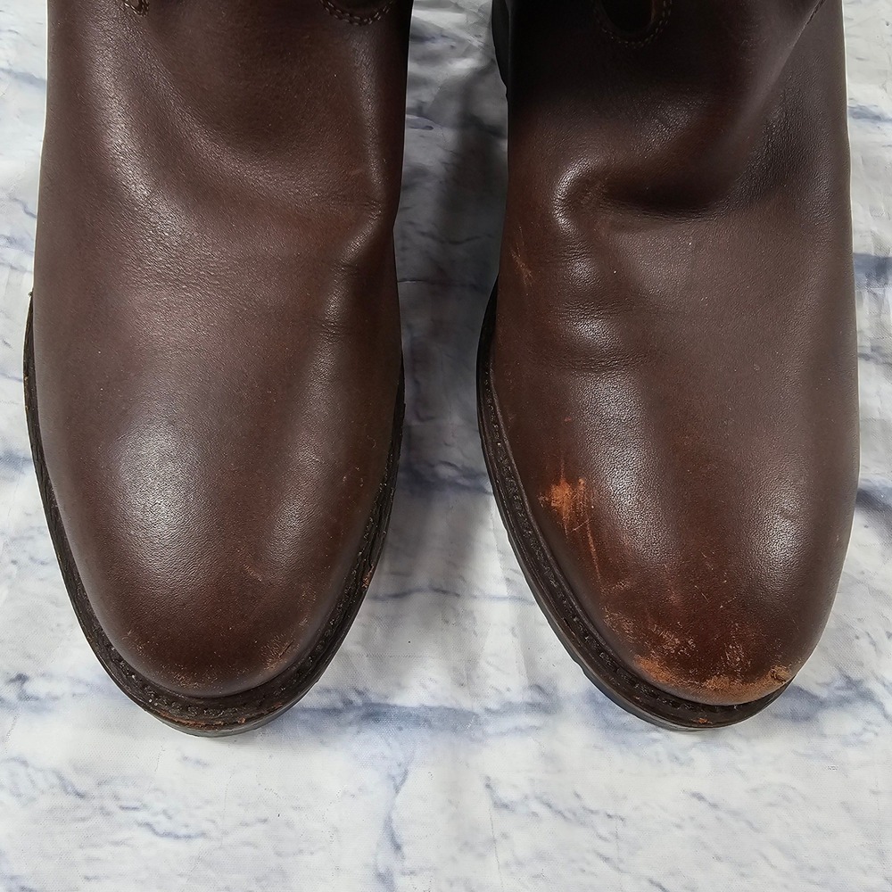 JH Hall Lineman Pull On Boots MENS 10 Brown Leather Western Work Lug Sole - Picture 5 of 14